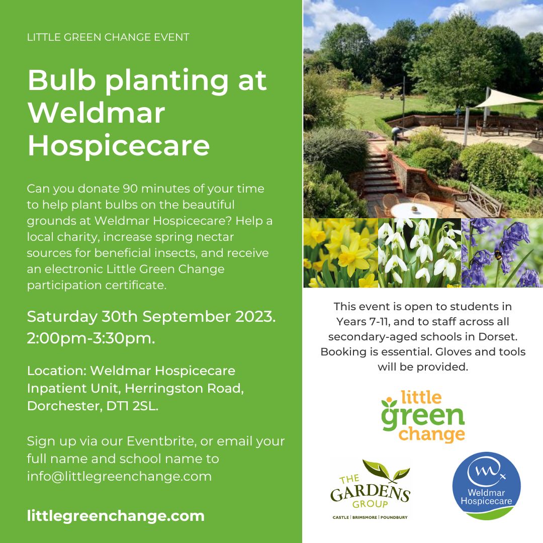 Little Green Change bulb planting event at Weldmar Hospicecare 30th Sept 2023